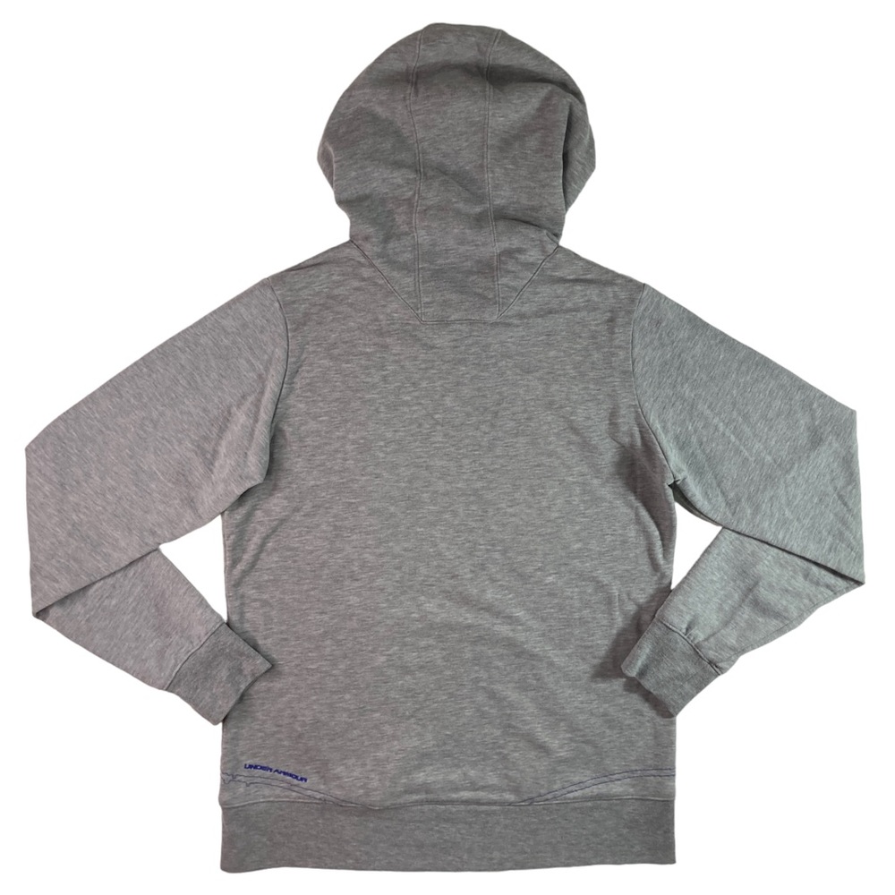 Under Armour Hoodie Womens Large Hooded Sweatshirt Gray Front Pocket Purple Logo - Picture 7 of 12
